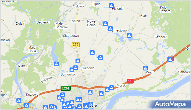 mapa Dziki gmina Świecie, Dziki gmina Świecie na mapie Targeo