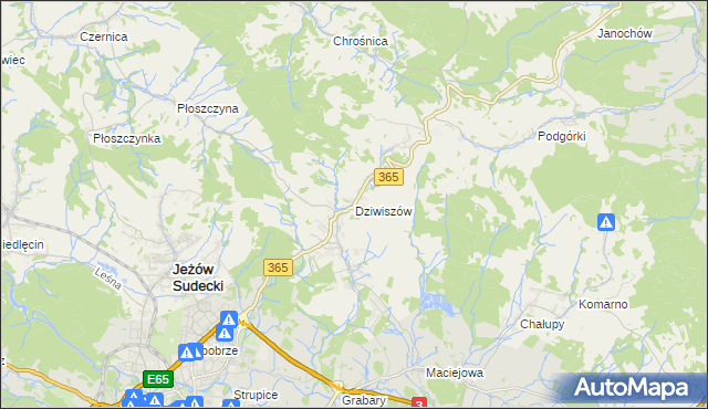 mapa Dziwiszów, Dziwiszów na mapie Targeo