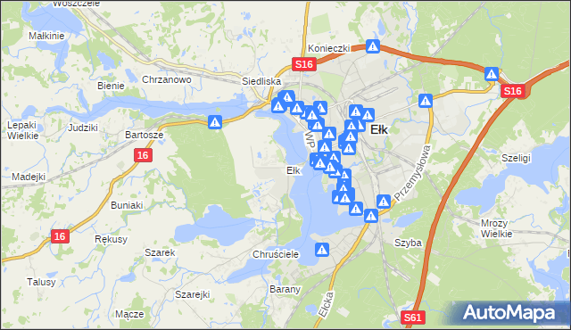 mapa Ełk powiat ełcki, Ełk powiat ełcki na mapie Targeo