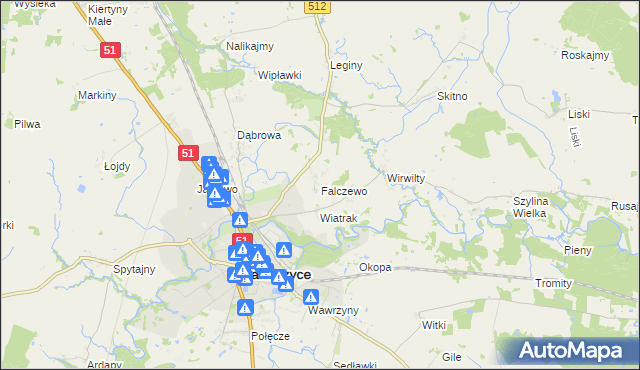 mapa Falczewo, Falczewo na mapie Targeo