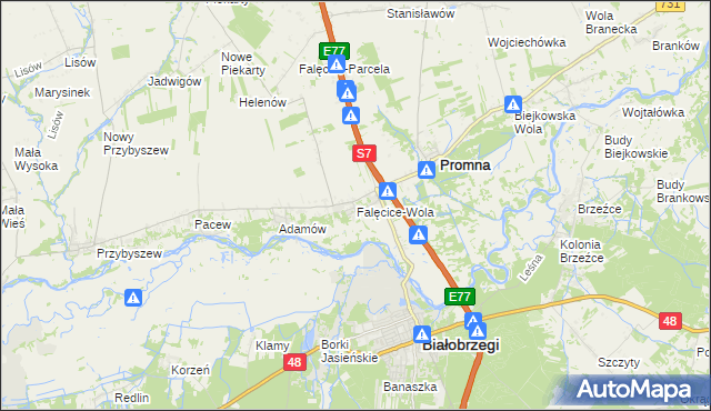 mapa Falęcice-Wola, Falęcice-Wola na mapie Targeo