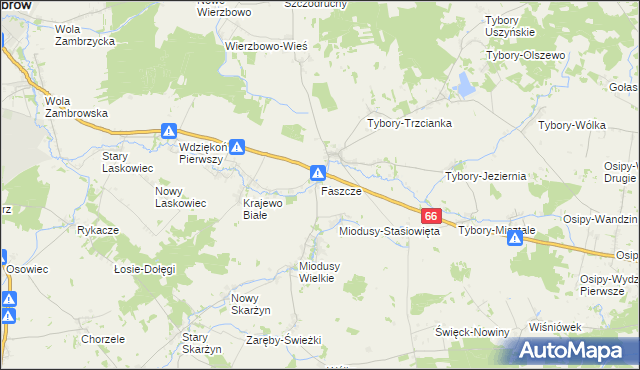 mapa Faszcze gmina Wysokie Mazowieckie, Faszcze gmina Wysokie Mazowieckie na mapie Targeo