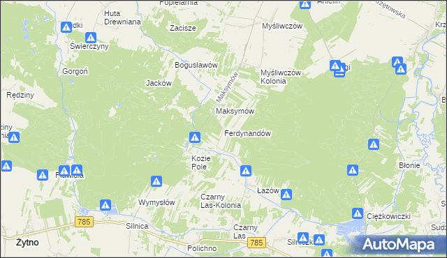 mapa Ferdynandów gmina Żytno, Ferdynandów gmina Żytno na mapie Targeo