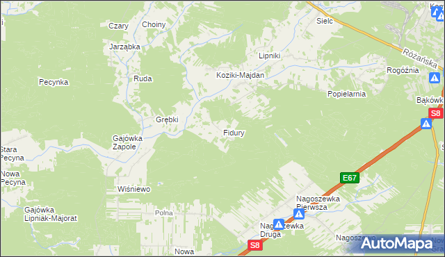 mapa Fidury, Fidury na mapie Targeo