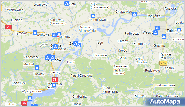 mapa Filipowice gmina Zakliczyn, Filipowice gmina Zakliczyn na mapie Targeo