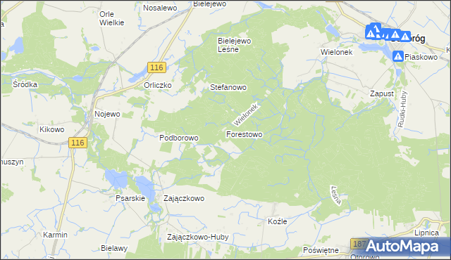 mapa Forestowo, Forestowo na mapie Targeo