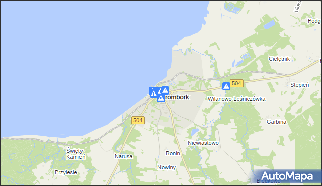 mapa Frombork, Frombork na mapie Targeo