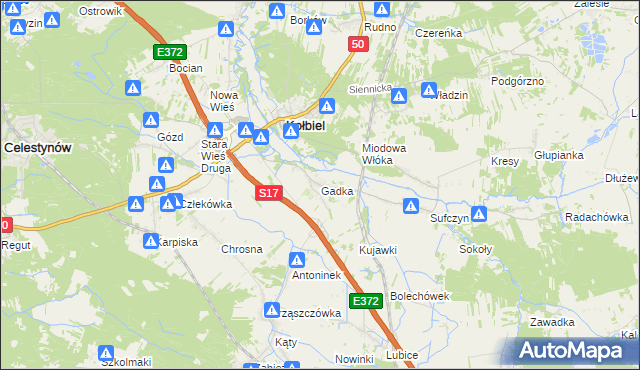 mapa Gadka gmina Kołbiel, Gadka gmina Kołbiel na mapie Targeo