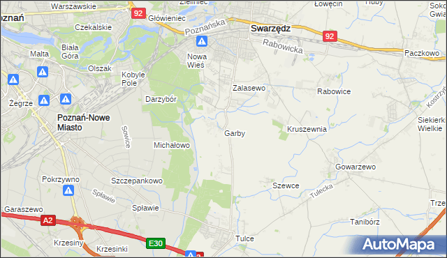 mapa Garby gmina Swarzędz, Garby gmina Swarzędz na mapie Targeo
