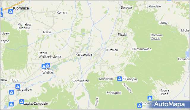 mapa Garnek gmina Kłomnice, Garnek gmina Kłomnice na mapie Targeo