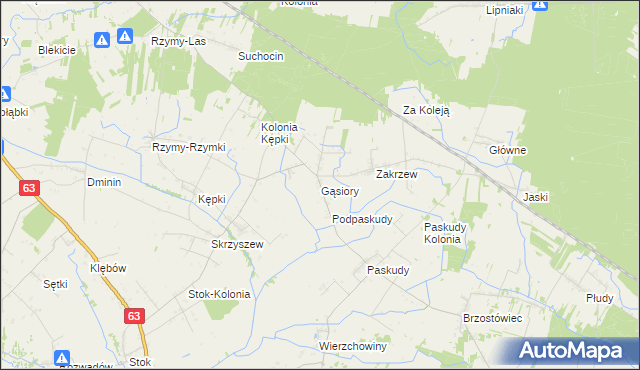 mapa Gąsiory gmina Ulan-Majorat, Gąsiory gmina Ulan-Majorat na mapie Targeo