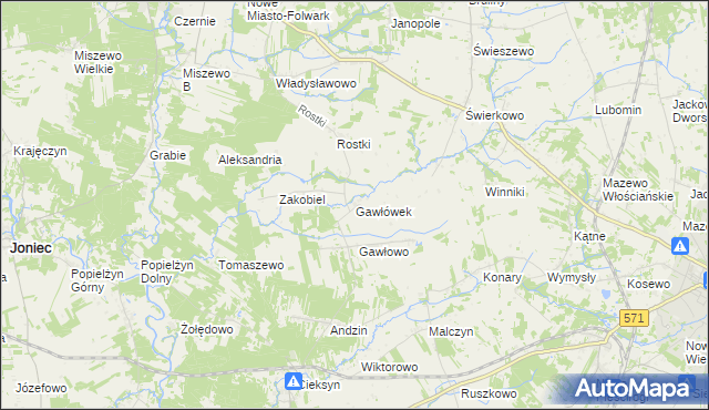 mapa Gawłówek gmina Nowe Miasto, Gawłówek gmina Nowe Miasto na mapie Targeo