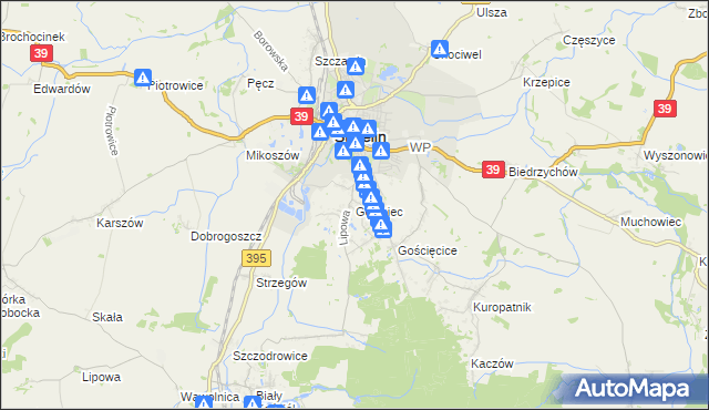 mapa Gęsiniec, Gęsiniec na mapie Targeo