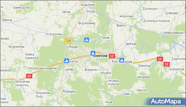 mapa Gielniów, Gielniów na mapie Targeo