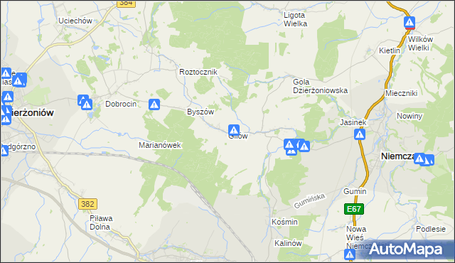 mapa Gilów gmina Niemcza, Gilów gmina Niemcza na mapie Targeo