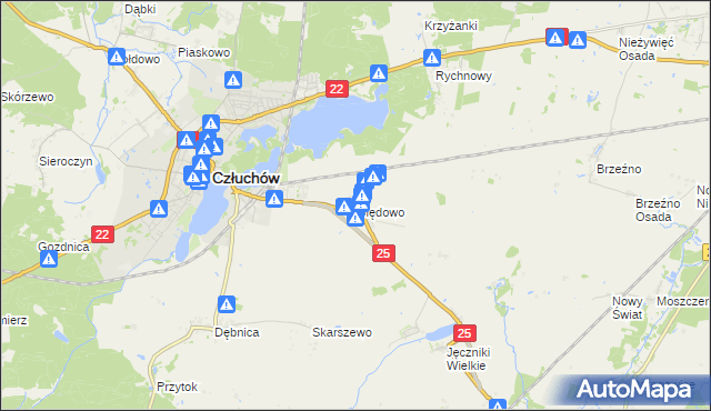 mapa Ględowo, Ględowo na mapie Targeo