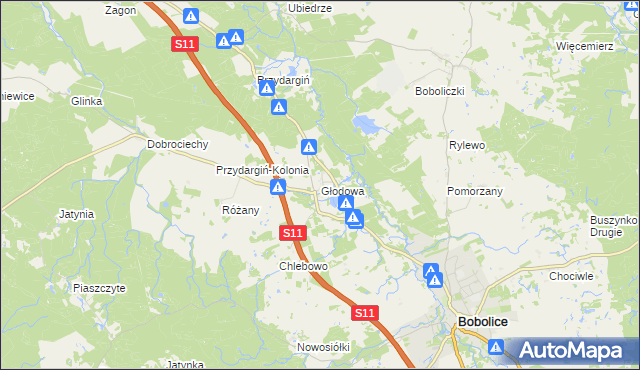 mapa Głodowa, Głodowa na mapie Targeo