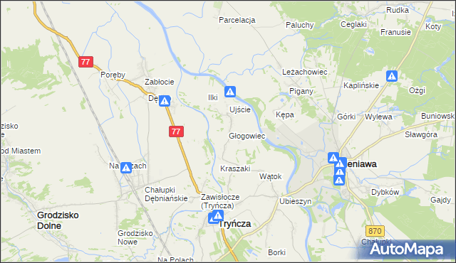 mapa Głogowiec gmina Tryńcza, Głogowiec gmina Tryńcza na mapie Targeo