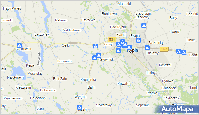 mapa Głowińsk, Głowińsk na mapie Targeo