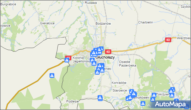 mapa Głuchołazy, Głuchołazy na mapie Targeo