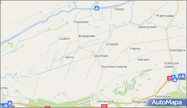 mapa Głuchowo gmina Słońsk, Głuchowo gmina Słońsk na mapie Targeo