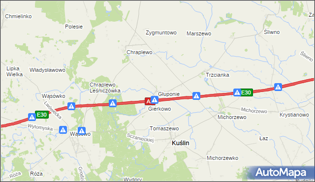 mapa Głuponie, Głuponie na mapie Targeo