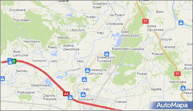 mapa Gniewczyna Tryniecka, Gniewczyna Tryniecka na mapie Targeo