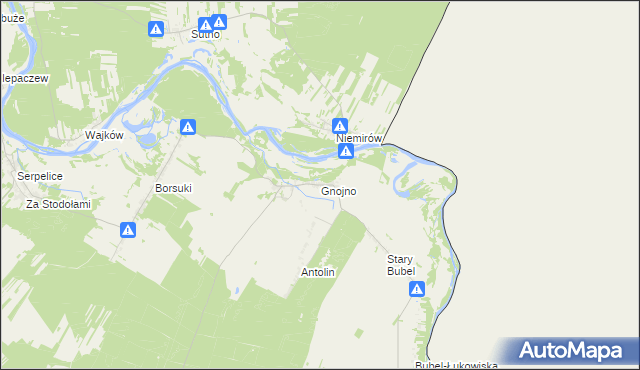 mapa Gnojno gmina Konstantynów, Gnojno gmina Konstantynów na mapie Targeo