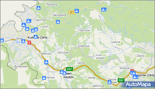 mapa Gołaczów, Gołaczów na mapie Targeo