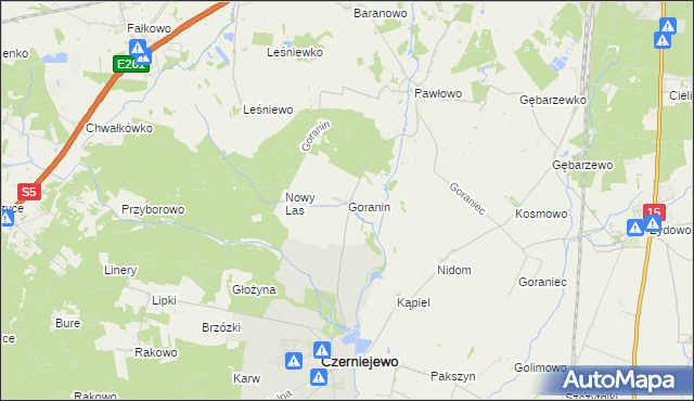 mapa Goranin gmina Czerniejewo, Goranin gmina Czerniejewo na mapie Targeo