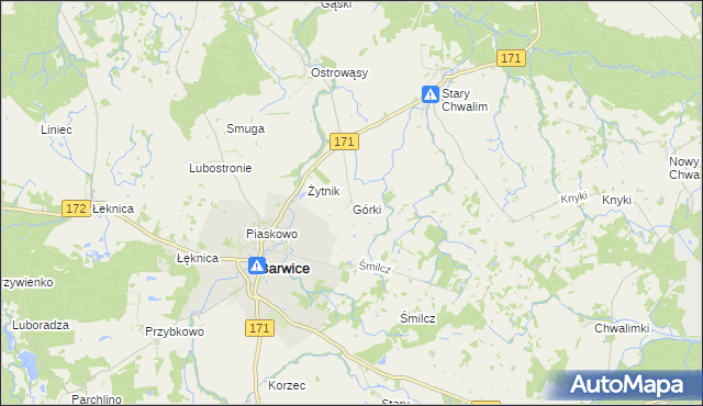 mapa Górki gmina Barwice, Górki gmina Barwice na mapie Targeo