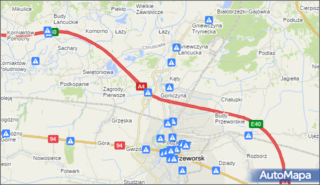 mapa Gorliczyna, Gorliczyna na mapie Targeo