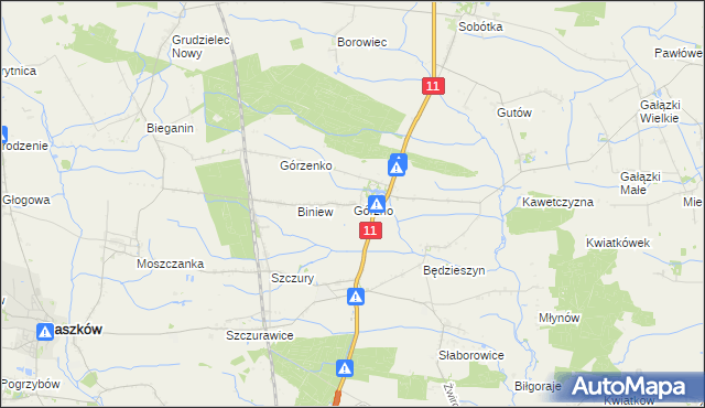 mapa Górzno gmina Ostrów Wielkopolski, Górzno gmina Ostrów Wielkopolski na mapie Targeo