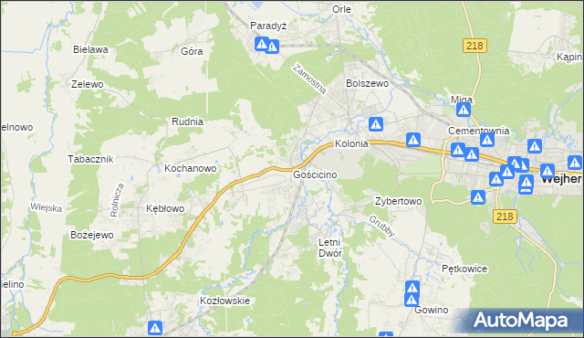 mapa Gościcino, Gościcino na mapie Targeo