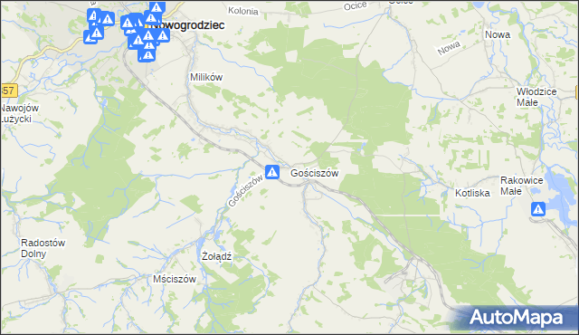 mapa Gościszów, Gościszów na mapie Targeo