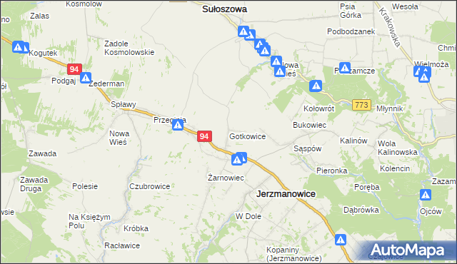 mapa Gotkowice, Gotkowice na mapie Targeo