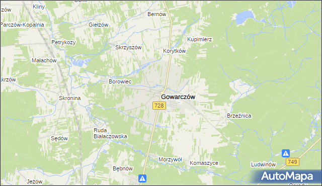 mapa Gowarczów, Gowarczów na mapie Targeo