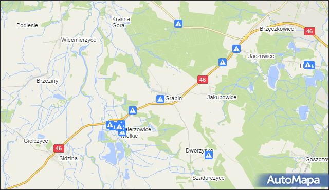 mapa Grabin gmina Niemodlin, Grabin gmina Niemodlin na mapie Targeo
