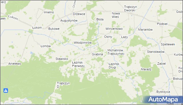 mapa Grabina gmina Zagórów, Grabina gmina Zagórów na mapie Targeo