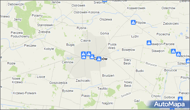 mapa Grabów powiat łęczycki, Grabów powiat łęczycki na mapie Targeo