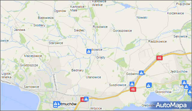 mapa Grądy gmina Otmuchów, Grądy gmina Otmuchów na mapie Targeo