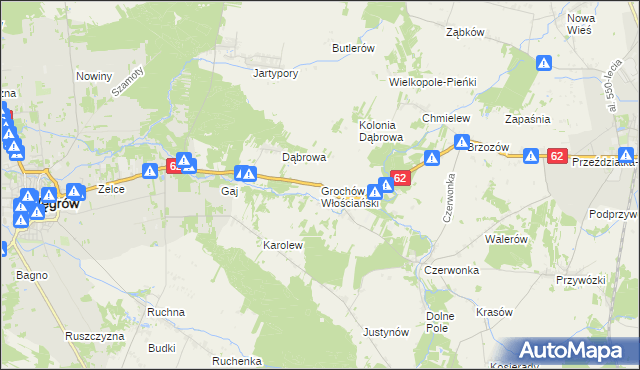 mapa Grochów Włościański, Grochów Włościański na mapie Targeo