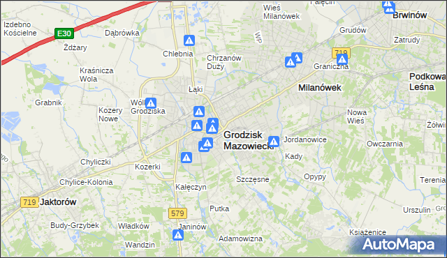 mapa Grodzisk Mazowiecki, Grodzisk Mazowiecki na mapie Targeo