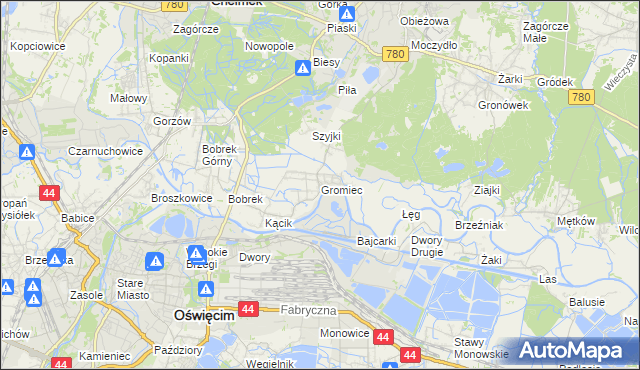 mapa Gromiec, Gromiec na mapie Targeo