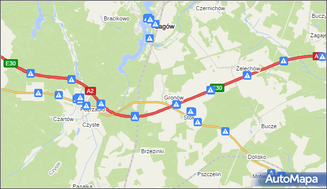 mapa Gronów gmina Łagów, Gronów gmina Łagów na mapie Targeo