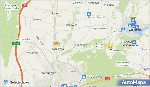 mapa Gronówko gmina Lipno, Gronówko gmina Lipno na mapie Targeo