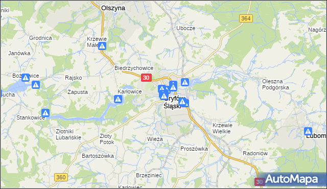 mapa Gryfów Śląski, Gryfów Śląski na mapie Targeo