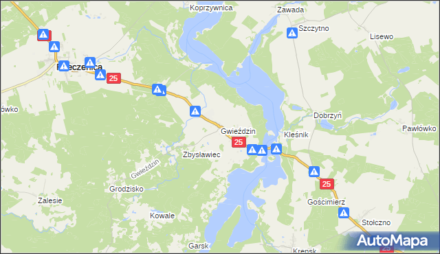 mapa Gwieździn, Gwieździn na mapie Targeo