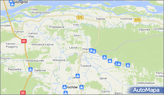 mapa Hilarów gmina Brochów, Hilarów gmina Brochów na mapie Targeo