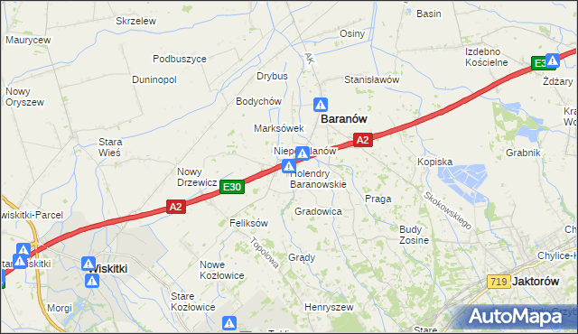 mapa Holendry Baranowskie, Holendry Baranowskie na mapie Targeo